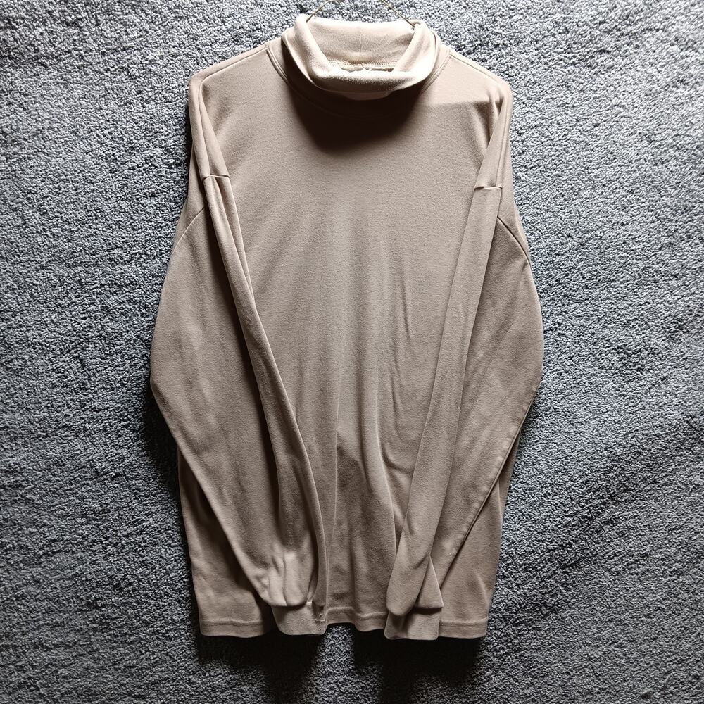 L.L. Bean Men’s Fleece Turtleneck Shirt Tan XL Warm Winter Pullover